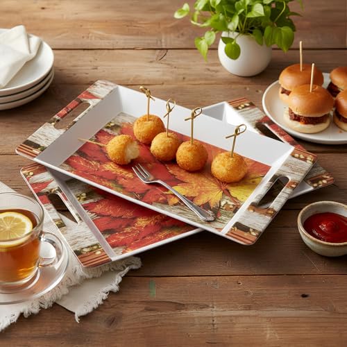 Image of U.P.C Tray Set for Serving Snacks, Multi-Use Nashta Plate & Kitchen's Tea Tray, Perfect Tray Sets for Hosting Guests at Home, Serving Tray Set of 2, Trays for Kitchen. (VIL05)