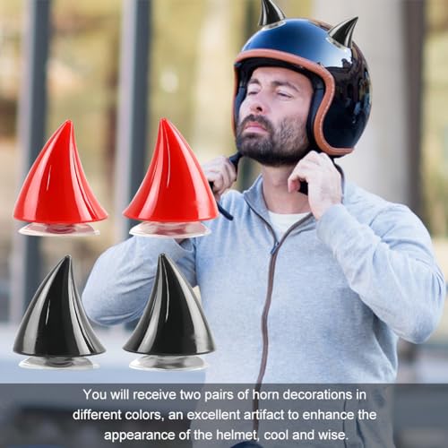 Motorradhelm Hörner,Motorrad Helm Hörner Eckdekoration,Motorradhelm Devil Demon Horn,Saugnapf Horn Helm Dekoration,Motorradhelmhorn,Helm-Hörner Teufelshörner mit Saugnapf,Helm-Dekoration,4Pcs