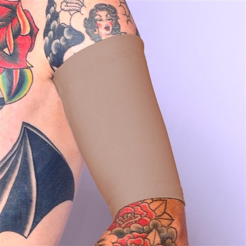 Tat2X Ink Armor Premium Half Arm Tattoo Cover Up Sleeve - No Slip Gripper - U.s. Made - Suntan - Ml (Single Half Arm Sleeve) #TOP1