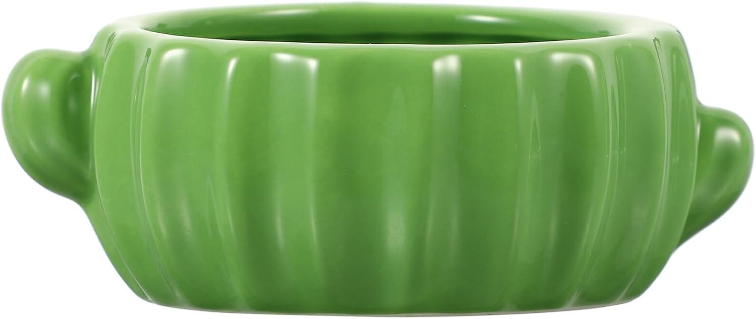 Ceramic Hamster Food Bowl with Cactus Water Dish Compact Small Animal Feeding Bowl for Cage Rats and Guinea Pigs