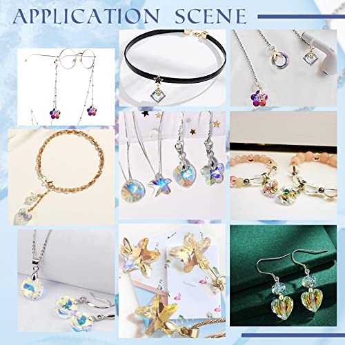 PH PandaHall 80pcs Heart Glass Charms 4 Colors Star Crystal Charm Mother's Day Charm Faceted Electroplate Dangle Pendants for Bracelet Necklace Earring Keychain Making Phone Lanyard - Image 4