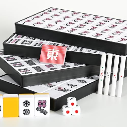 Set de Mahjong Riichi Japonés con 144 Fichas y Estuche Negro miniatura 4