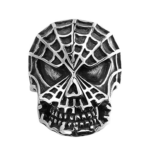 Anneau De Crâne De Spiderman De Personnalité Rétro, Bague en Acier Inoxydable Punk 316L pour Hommes, Bijoux d'anniversaire De Mode,10 Cover