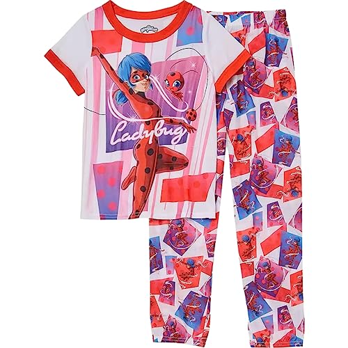 Komar Kids Girls Miraculous Ladybug Striped Short Sleeve Pajama2