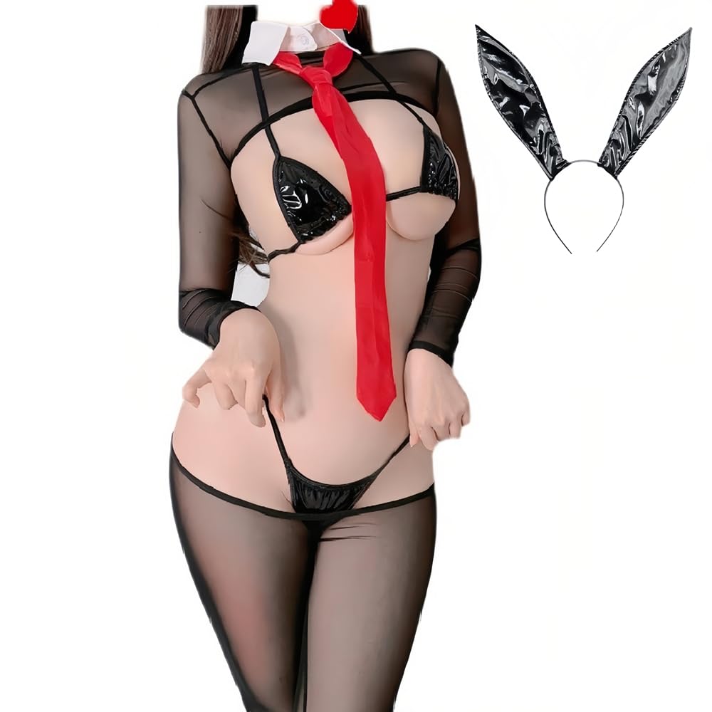 ストリップ嬢JCパンティコレクション Amazon | GOODLAND バニーガール コスプレ エロ 過激 エッチ 胸あき バニー セクシー メッシュ 透け透け 調教 萌え 誘惑 小悪魔 デビル ウィッチ うさ耳 レオタード レディース 衣装 仮装 透視 エロ 大人 コスプレ ハロウィン レディース ブラック 尻尾付き