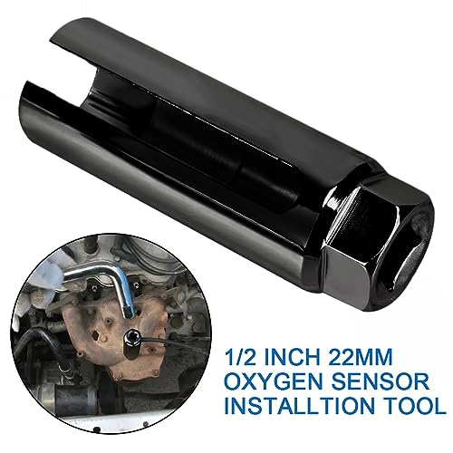 JNNJ Auto-Sauerstoffsensor-Buchse, Universal Auto O2-Sauerstoffsensor Entfernung Sockel Drive Tool, Buchse Für Sauerstoffsensor, Motorrad-Auto-Ausbauwerkzeug(Schwarz)