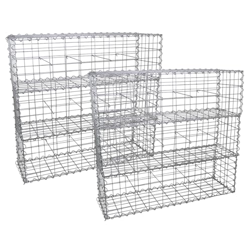 Monster Shop Gabion Baskets Galvanised Steel Cages Mesh Wire Stone Basket Outdoor Spiral Retaining Wall Planter Garden / 100 x 30 x 30cm / 6 Pack…