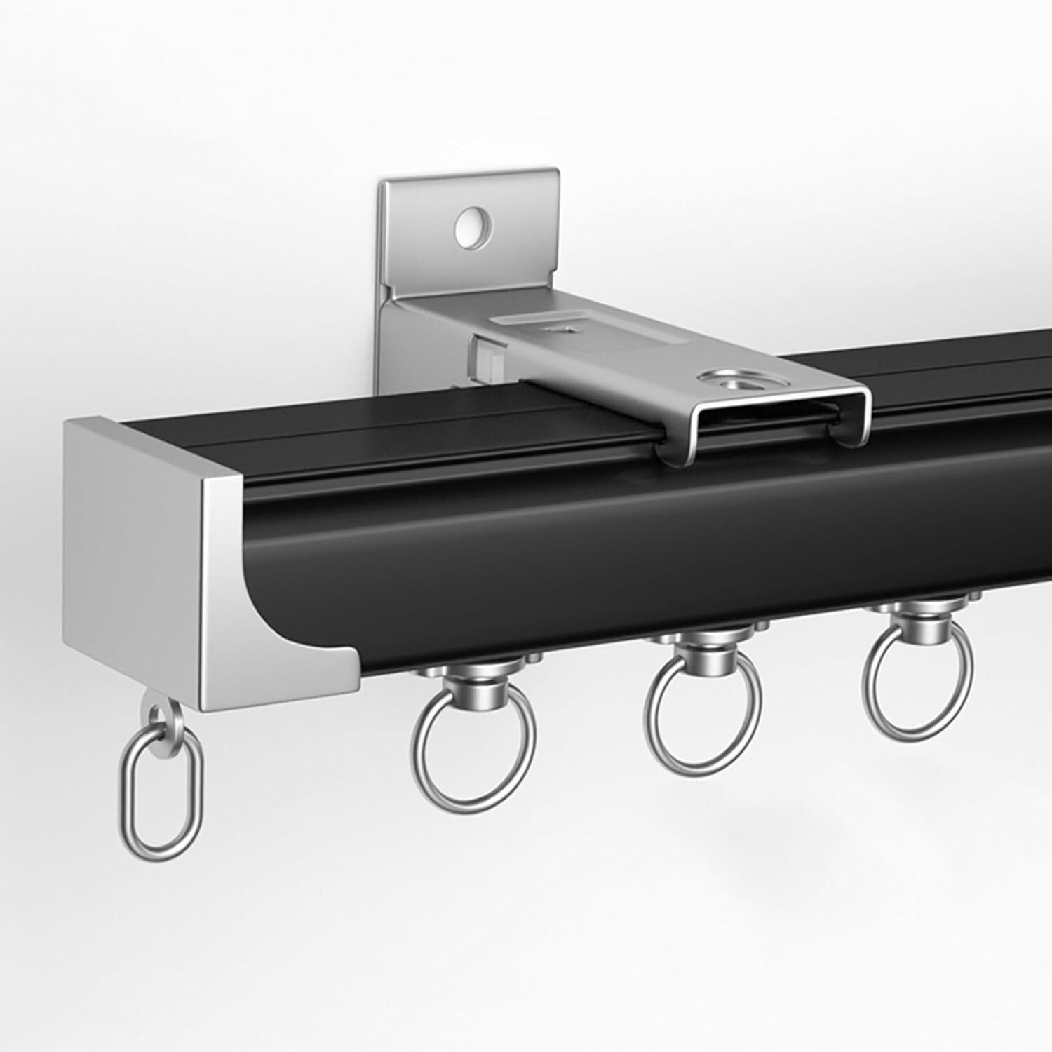Heavy Duty Black Aluminium Curtain Track Ceiling or Wall Mount 1m 6m Rod for Room Divider Wall Mount 100cm/3.3ft Sturdy Curtain Rail Poles