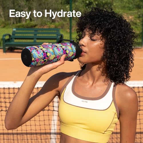 Image of ENCOOL Insulated Water Bottle with Straw Stainless Steel Water Bottle, Leak-Proof, BPA-Free, Double Wall Vacuum Keeps Cold for 24 Hours for Sports, Travel, School (26 oz, Playing Suits)