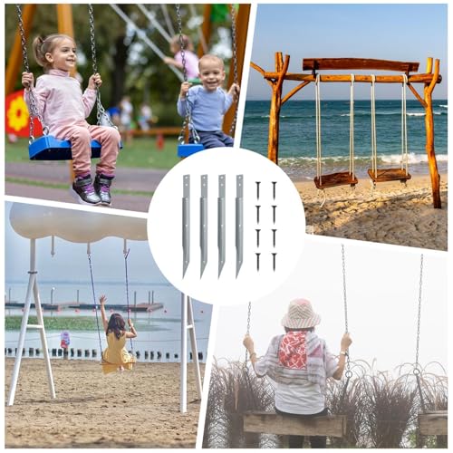 Anclajes de suelo para columpios infantiles en el jardín familiar de césped y tierra 6