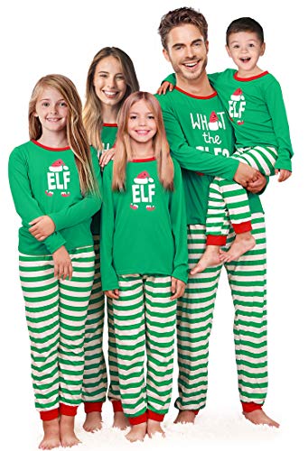 Rnxrbb Holiday Christmas Pajamas Family Matching Pjs Set Xmas Jammies for Couples Green Cotton