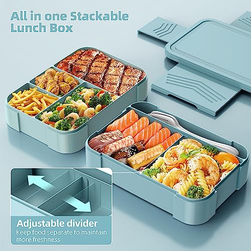 Cherrysea Large Leakproof Bento Box with Dividers - Pink 6 Compartment Lunch Box