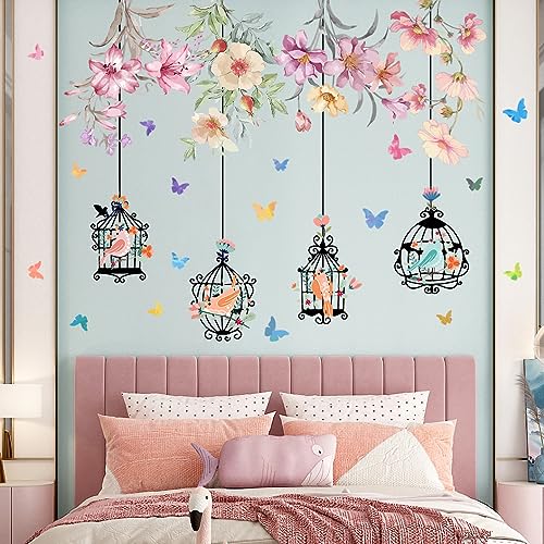 Vinilos Decorativos con Diseño de Jaula y Flores, Pack 2 miniatura 7