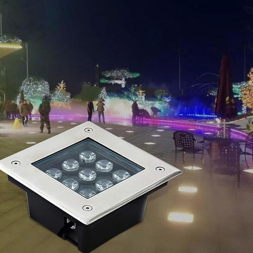 QICBYING Foco Empotrable Para Exteriores - Luz LED Para Jardín AC 85-265V, Luces Empotrables Cuadradas Impermeables IP67, Foco LED, Lámpara Suelo Exteriores, Iluminación Aceras,(Cool White Light,3W)