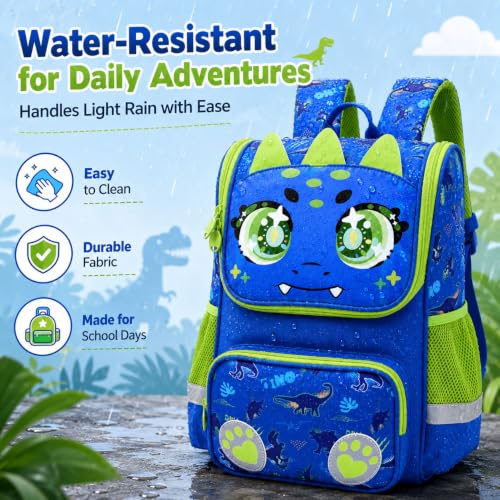 Image of KLFVB 3PCS Backpack for Girls and Boys, 15 inch Unicorn Dinosaur Bookbag with Lunch Box, Kids Preschool School bag