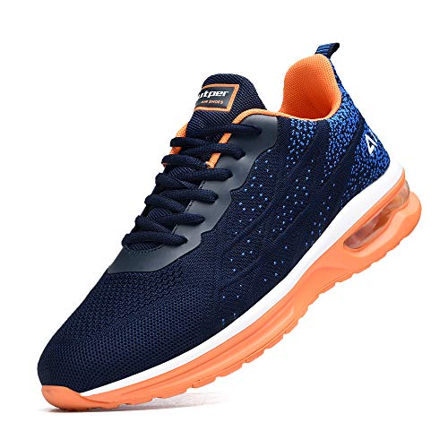 Autper Air Running Tennis Shoes for Men Casual Gym Fashion Sneakers, Size 7.5 - Orange