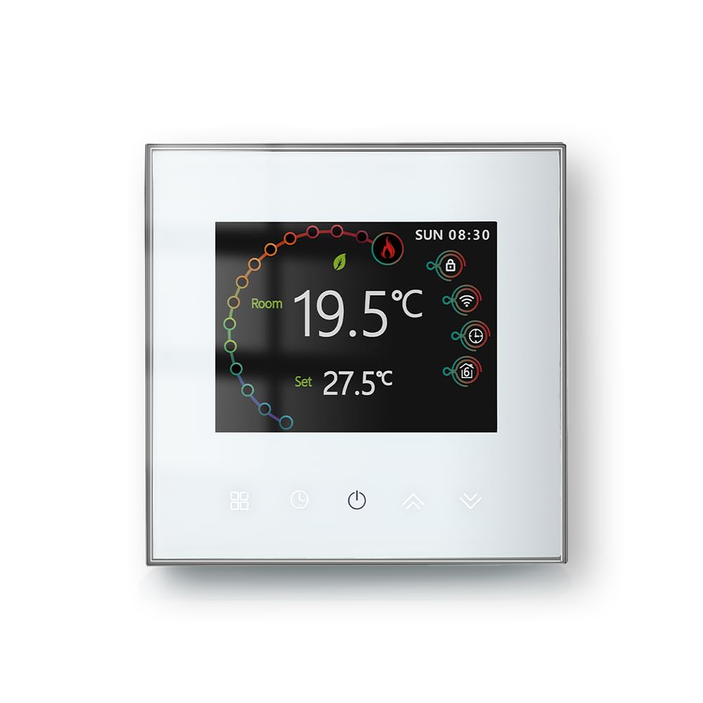 Wi-Fi Thermostat - Serie 2002 Termostato Programmabile | Touchscreen per Riscaldamento ad Acqua/Elettricità/Caldaia Compatibile con Alexa, Google Home e IFTTT
