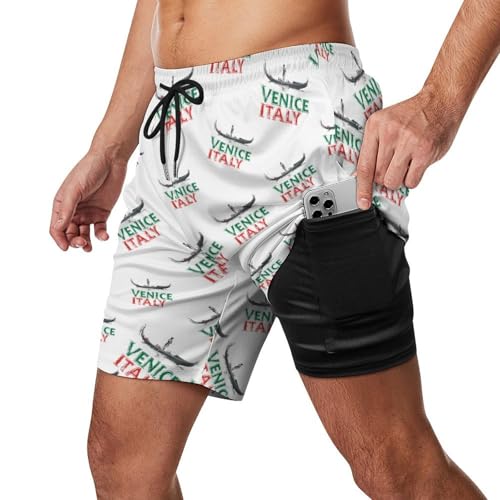 Venice Italy Mens Swim Trunks Swimming Board Shorts with Compression Liner Summer Beach Bottom2