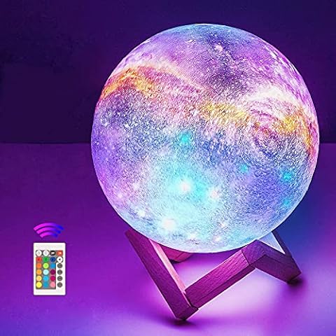 ALED LIGHT 3D Moon Lamp, RGB 16 Colors Space Moon Light 15cm Diameter Lunar Universe Starry Sky Night Light Lamp with Remote Control USB Charging Mood Light for Bedroom, Cafe Bar, Room, Decoration Cover