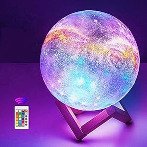 3D Luna Lampada LED, ALED LIGHT Luce Lunare Moon lamp Diametro di 15cm e 16Colori, Universo Cielo Notturno Stellato Light Lamp, Ricarica Con Attacco USB, Decoro per la Stanza d’Atmosfera da Letto