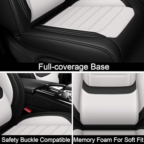 Image of Car Seat Covers Fit for Chevrolet Tahoe 1995-2025, Leather Automotive Seat Covers for Trucks, Heavy-Duty Wear Resistant Seat Protectors, Easy to Install, 2 Seats, Black White