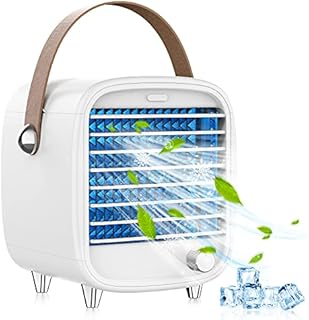 SmartDevil Portable Air Cooler, Small USB Air Conditioner Fan with Night Light, Built-in Ice Tray, 90° Oscillation, Personal Cooling Fan for Home, Office, Bedroom, White