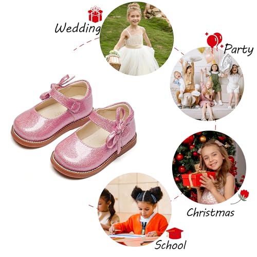 Image of PHIRAMIN Toddler Girl Mary Jane Student Oxford Shoes-Little Girl School Uniform Shoes for Wedding Party