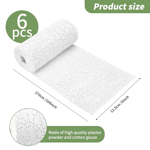 TCAIRG 6 Pack Plaster Cloth Rolls for Belly Casting, Sculptures, Masks – Art Gauze Bandage Strips for Craft Molds (5 in x 106 in Each)