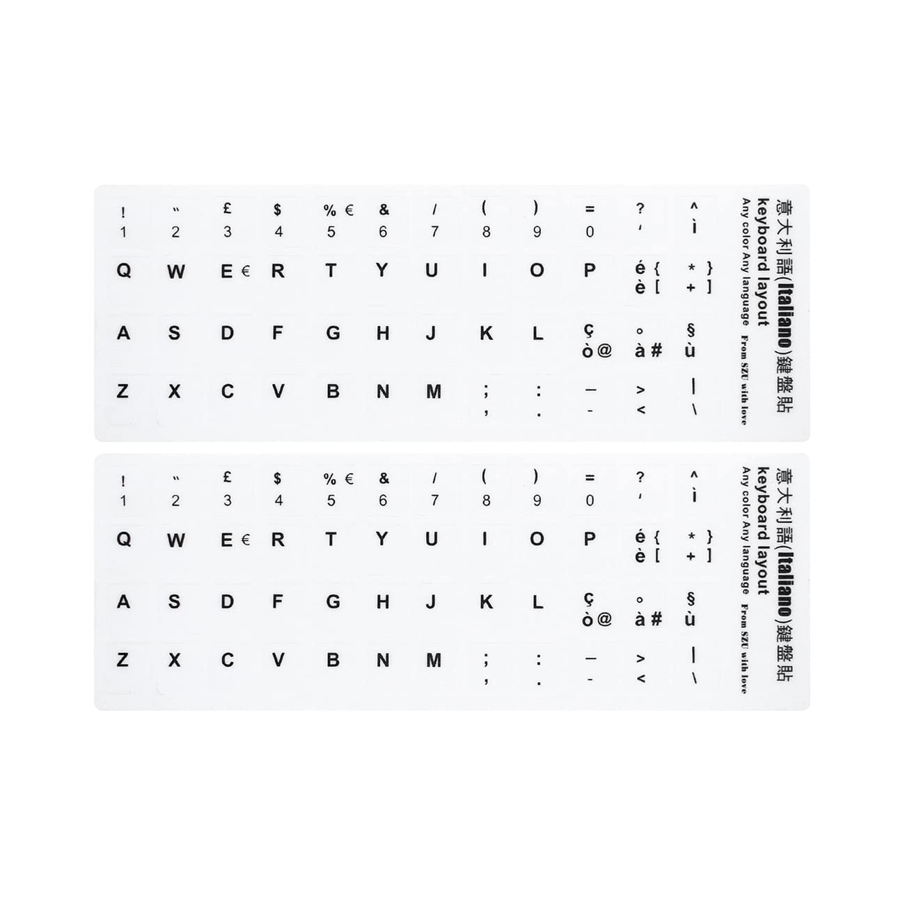 2 pegatinas universales para teclado japonés, pegatinas de repuesto para teclado para ordenador portátil, teclado para escritorio, portátil, teclado, pegatina con alfabeto (Italy White)