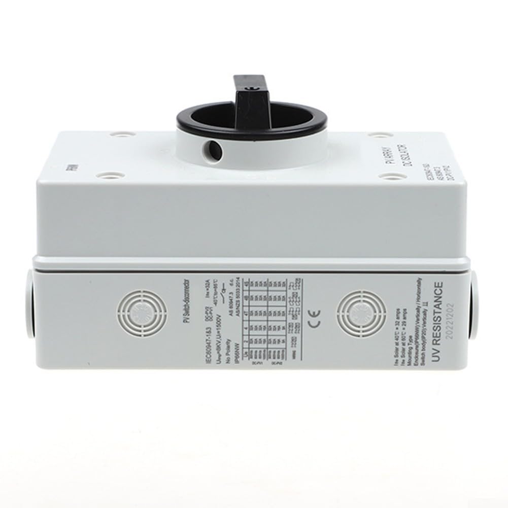 32A solare PV DC isolatore interruttore con blocco antimanomissione e protezione IP66, progettato per l'isolamento sicuro di alimentazione DC su sistemi solari fino a 1200 V DC