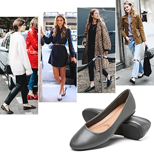 Image of Hash Bubbie Women's Flats Shoes Ballet Flats Dress Shoes Comfortable PU Leather Slip on Shoes for Women