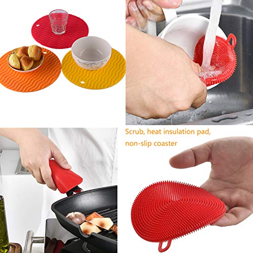 FagusHome 12 Pcs Silicone Hot Handle Holder Pot Holders Cover Removable Rubber Hot Resistant for Cast Iron Pans Metal Frying Pans Aluminum Cookware Handles (A) Second Image