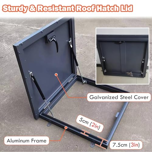 Placa de cubierta de escotilla de 50 cm con puerta antirrobo y varillas para sótanos y techos 6