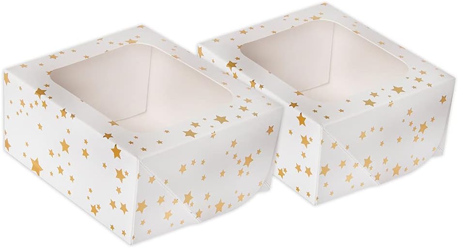 Anniversary House 2-pack Treat Boxes, Gold Star Foil Print, Cookie and Brownie Box, 7.5 x 16 x 16CM - Image 3
