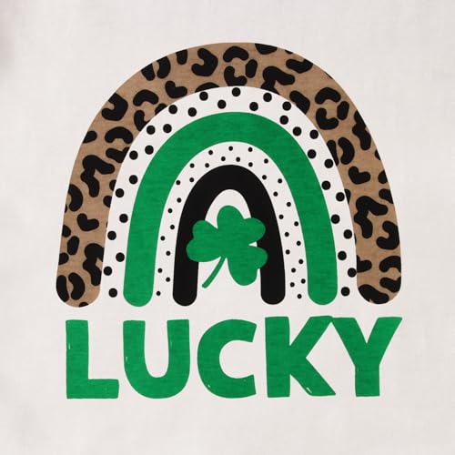 Image of CM C&M WODRO Kid Girl St Patrick's Day Shirt Lucky Clover T-Shirt Short Sleeve Cute Irish Shamrock Rainbow Graphic Tees Tops