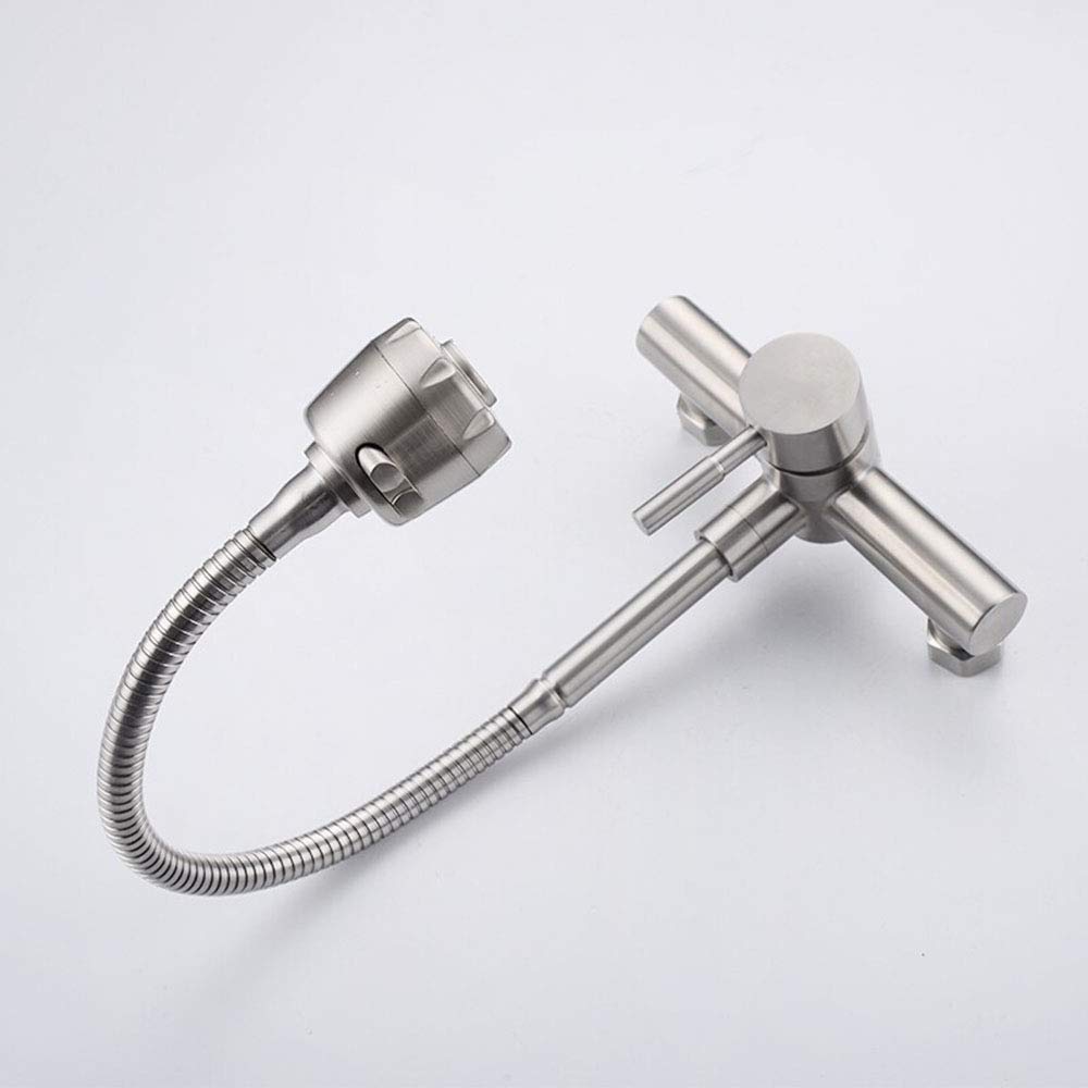 HomeLava Grifo de Cocina Montaje en Pared Grifo Flexible de 2 Funciones Pulverizador Rotación de 360 ° Grifo Cepillado Grifo Cocina Fregadero Acero Inoxidable 304