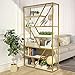 Tribesigns Gold Bookshelf, 7-Shelves Modern Etagere Bookcase, Staggered Book Shelves Display Shelf Organizer with Open Storage & Gold Sturdy Metal Frame for Home Office
