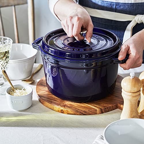 Image of Staub Cast Iron 5-qt Tall Cocotte - Dark Blue, Made in France