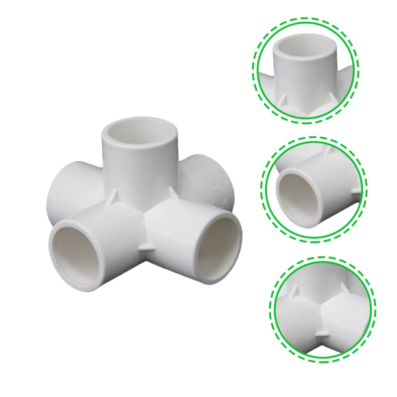Raccordo Pvc Angolare a 5 Vie 90 Gradi Bianco 12 Pezzi | Connessione per Tubi, Leggero senza Bave, Resistente Agli Urti e Non Graffia le Mani