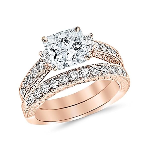1.53 Carat Classic Channel Set Wedding Set Bridal Band & Diamond Engagement Ring with a 0.5 Carat GIA Certified Princess Cut E Color VS1 Clarity Center Stone