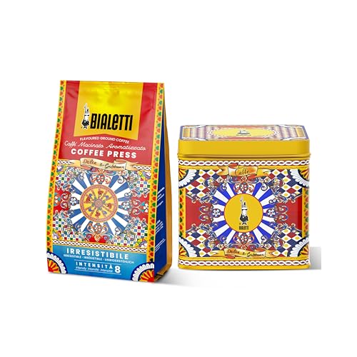 Bialetti (ビアレッティ)ドルチェ&ガッバーナ イレジスタブル フレンチプレス用コーヒー粉 ギフト缶入り (粉/中挽き / 300g) イタリアンコーヒー コーヒー豆