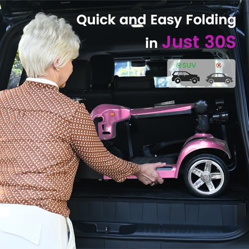 Image of 4 Wheel Mobility Scooters for Seniors - Up to 45 Miles Range,Folding Powered Mobility Scooter Device w /600WH Battery,Only 58 lb Weight, Dual Basket, 300 lb Capacity, Compact