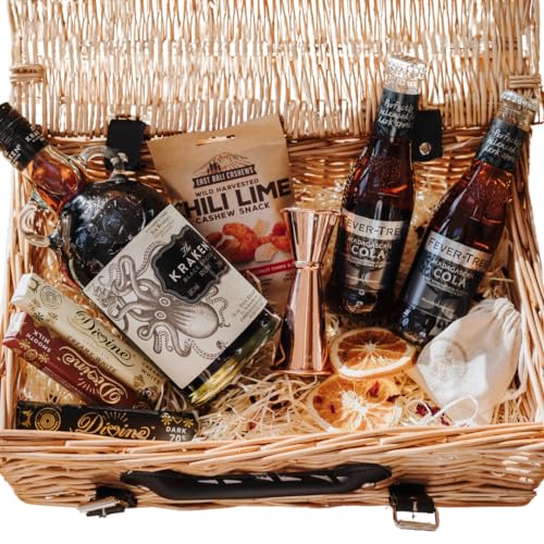Personalised Kraken Black Spiced Rum 70cl Gift Hamper with Fever-Tree Madagascan Cola & Gourmet Snacks | Father’s Day, Birthday, Christmas, Corporate Clients Gift Set | By SpiritSmith