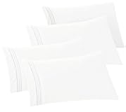 4-PACK Solid Pillowcases 1500 Premium Hotel Quality Microfiber - Smooth Weave, Wrinkle and Stain Resistant, Easy Slip-On, 4-Piece Set, Standard/Queen Pillowcase, White