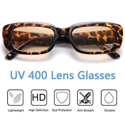 Image of Vintage Rectangle Sunglasses for Women Men 90s Fashion Narrow Square Frame Eyewear UV400 Protection