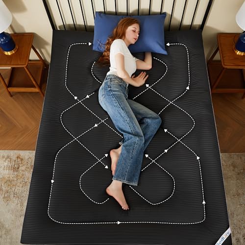 Image of BEDLORE Full Mattress Topper, Thick Pillow Top Pad for Back Pain Relief, Soft Mattress Cover with Deep Pockets 6-15 inch（Black）