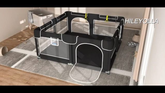 HILEYOLLA Box Bambini, Recinto Per Bambini Con 50 Palline E 4 Anelli Per Bambini, Box Neonato Con Rete Traspirante E Cerniera, Recinto Bambini Per Interni Ed Esterni