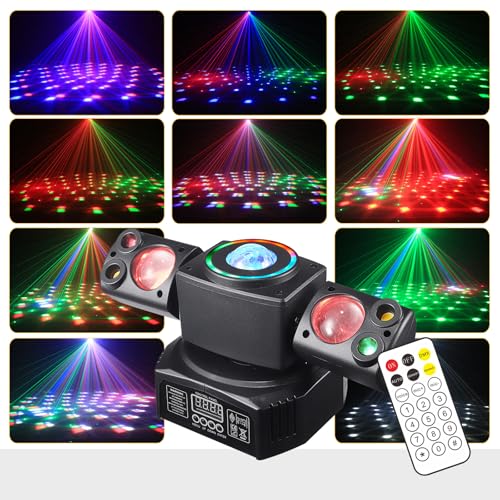 Littleboyny Luce da discoteca Moving Head, DMX 512, faretto ad effetti, TJGB03, LED RGB, proiettore DJ, controllata dalla musica, per KTV, bar, riunioni di famiglia, matrimonio, compleanno, Halloween