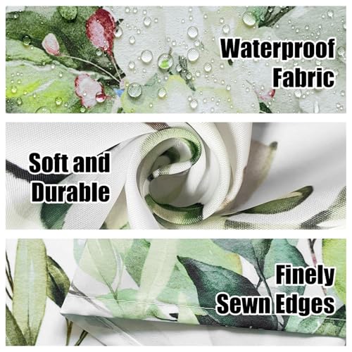 Image of Eucalyptus Shower Curtain, Aesthetic Art Watercolor Plant Leaves with Floral Bathroom Decor, Waterproof Fabric Cloth Bath Curtain Set with Hooks (Green, 72 inch W x 72 inch L)