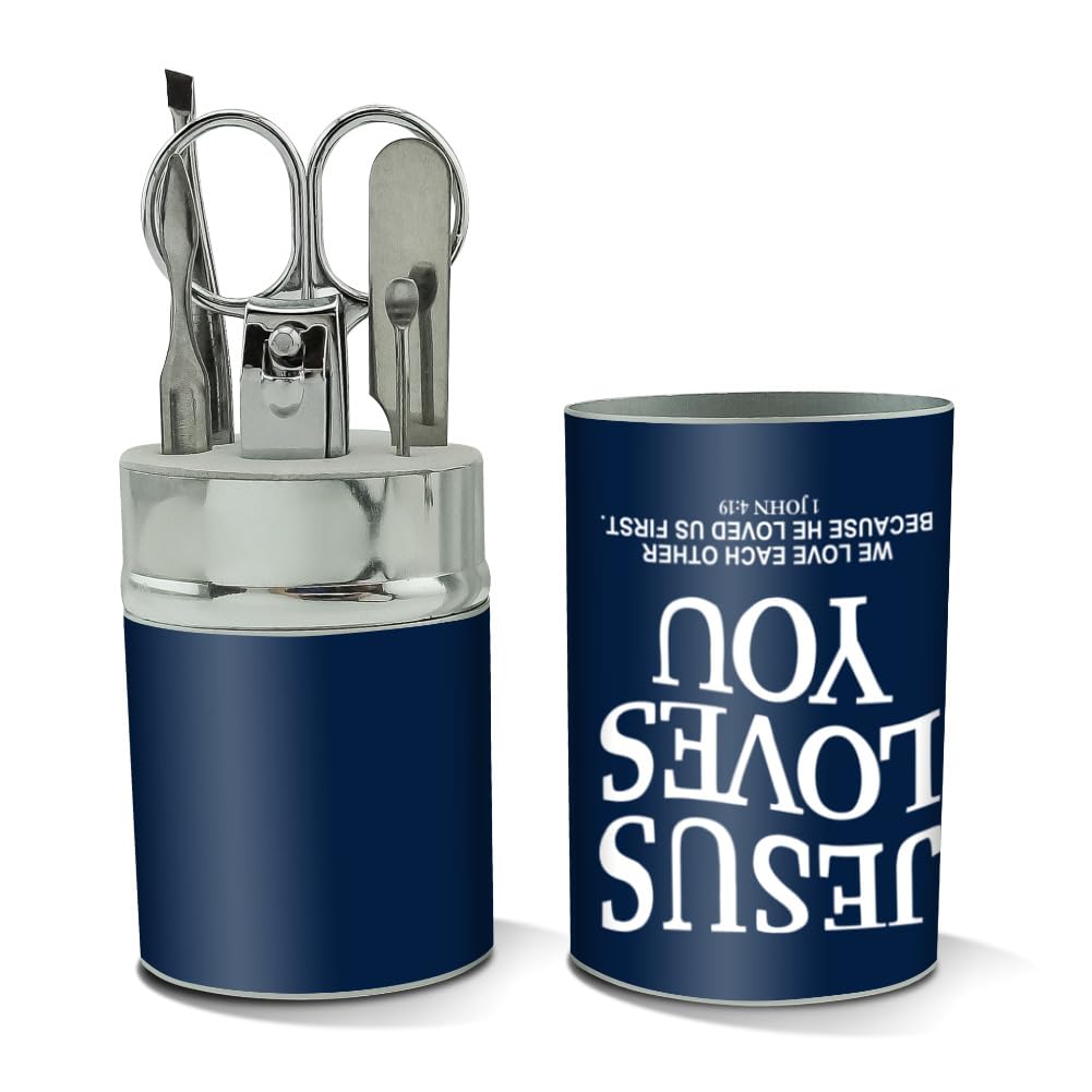 GRAPHICS & MORE Jesus Loves You First Stainless Steel Manicure Pedicure Grooming Beauty Care Travel Kit